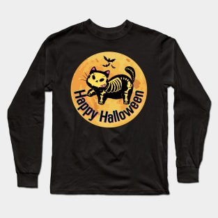 Happy Halloween Cat & Bat Long Sleeve T-Shirt